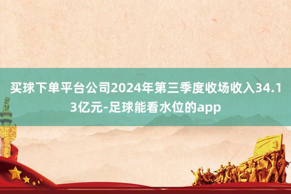 买球下单平台公司2024年第三季度收场收入34.13亿元-足球能看水位的app