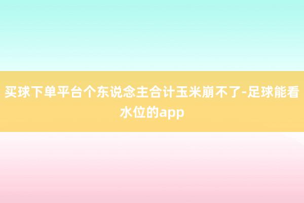 买球下单平台个东说念主合计玉米崩不了-足球能看水位的app