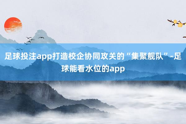 足球投注app打造校企协同攻关的“集聚舰队”-足球能看水位的app