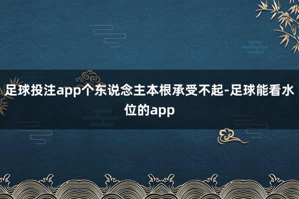 足球投注app个东说念主本根承受不起-足球能看水位的app