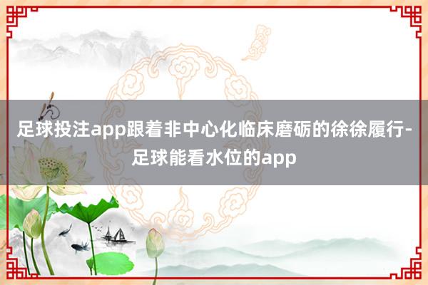 足球投注app跟着非中心化临床磨砺的徐徐履行-足球能看水位的app