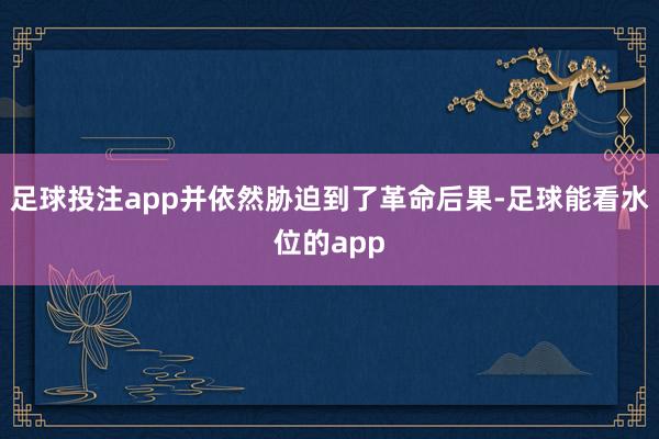 足球投注app并依然胁迫到了革命后果-足球能看水位的app