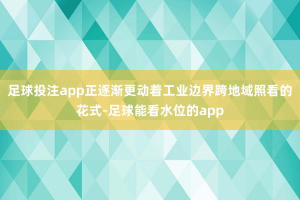足球投注app正逐渐更动着工业边界跨地域照看的花式-足球能看水位的app