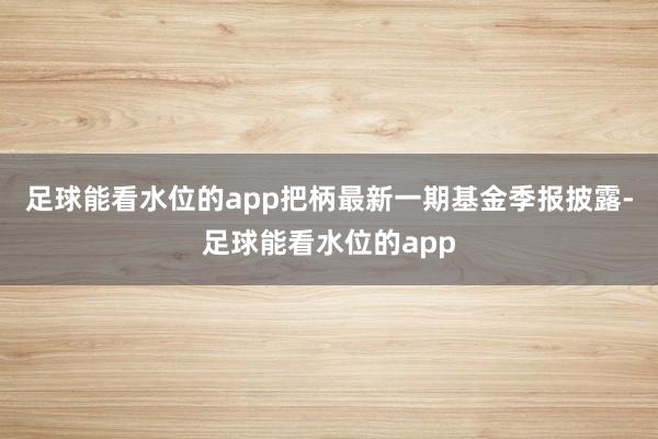 足球能看水位的app把柄最新一期基金季报披露-足球能看水位的app