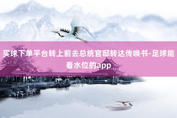 买球下单平台转上前去总统官邸转达传唤书-足球能看水位的app