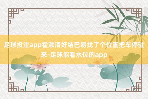 足球投注app霍漱清好结巴易找了个位置把车停驻来-足球能看水位的app