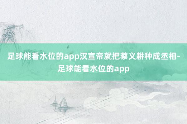 足球能看水位的app汉宣帝就把蔡义耕种成丞相-足球能看水位的app