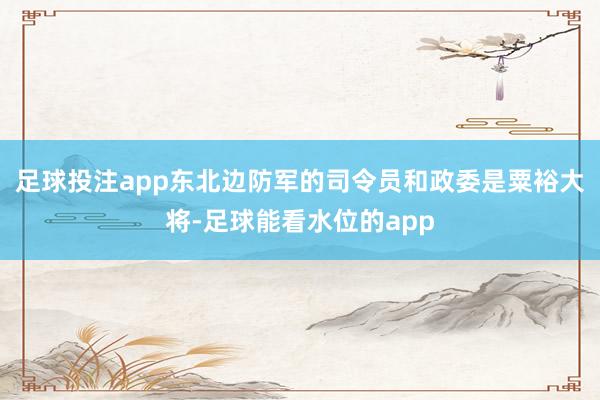 足球投注app东北边防军的司令员和政委是粟裕大将-足球能看水位的app