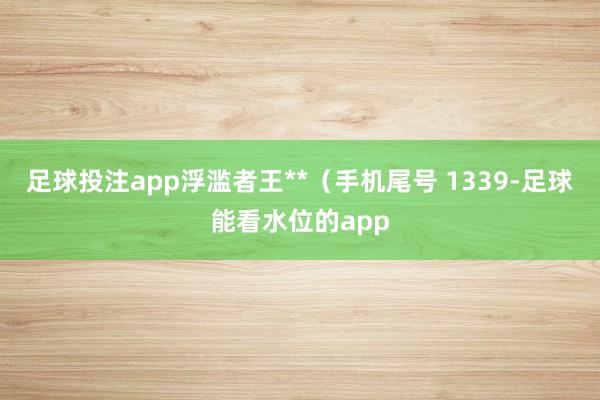足球投注app浮滥者王**（手机尾号 1339-足球能看水位的app
