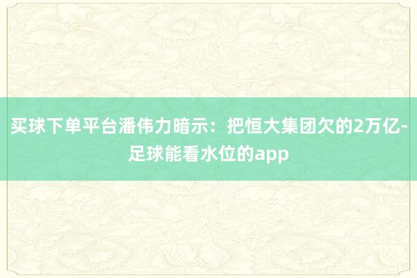 买球下单平台潘伟力暗示：把恒大集团欠的2万亿-足球能看水位的app
