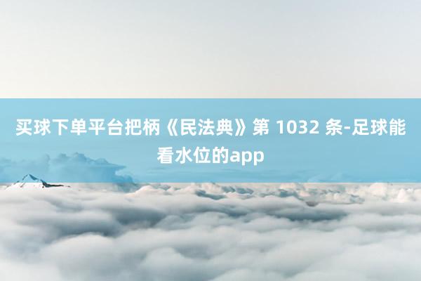 买球下单平台把柄《民法典》第 1032 条-足球能看水位的app