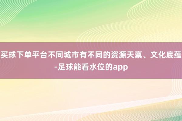 买球下单平台不同城市有不同的资源天禀、文化底蕴-足球能看水位的app