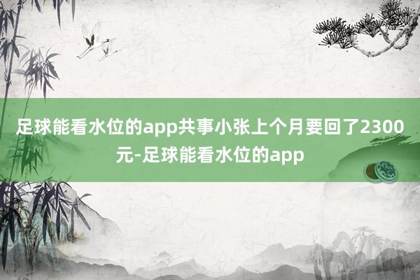 足球能看水位的app共事小张上个月要回了2300元-足球能看水位的app