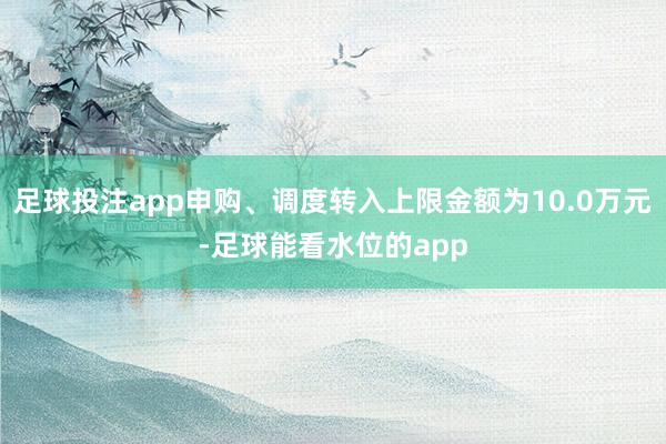 足球投注app申购、调度转入上限金额为10.0万元-足球能看水位的app
