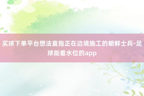 买球下单平台想法直指正在边境施工的朝鲜士兵-足球能看水位的app