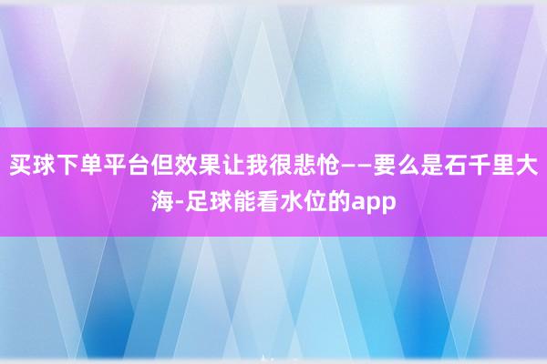 买球下单平台但效果让我很悲怆——要么是石千里大海-足球能看水位的app