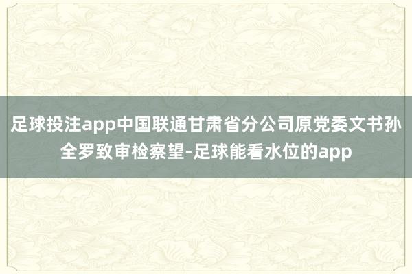 足球投注app中国联通甘肃省分公司原党委文书孙全罗致审检察望-足球能看水位的app