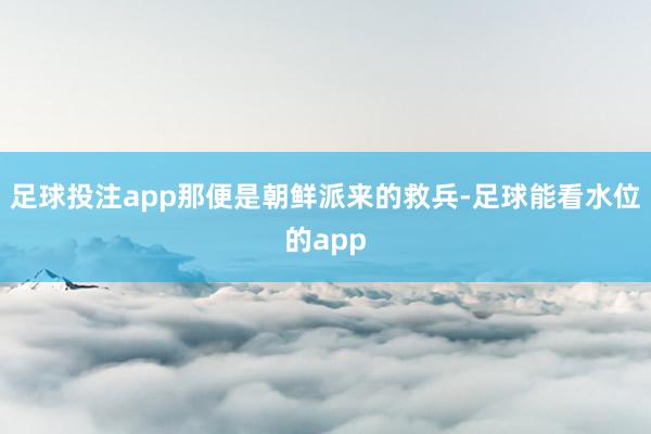 足球投注app那便是朝鲜派来的救兵-足球能看水位的app